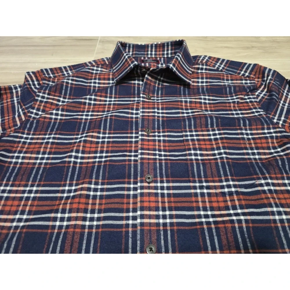 UNTUCKit Mens Regular Fit Plaid Button Up Shirt Blue Polyester - Picture 3 of 8